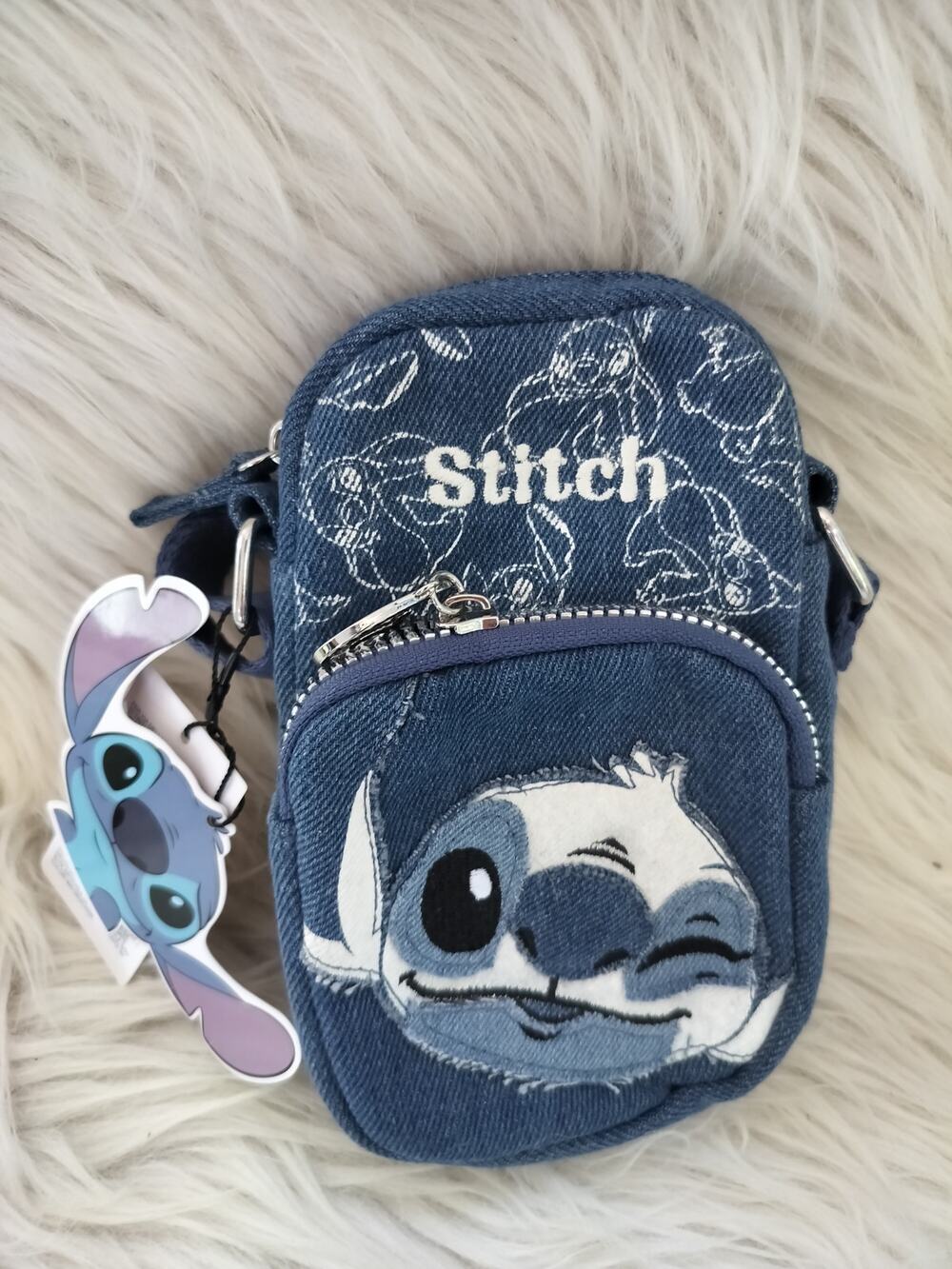 5894) Disney Lilo & Stitch Blue Denim Crossbody Phone Bag by Primark